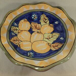 World Bazaars Lemon Citrus 13" Scalloped Serving Bowl Centerpiece Salad Fruit